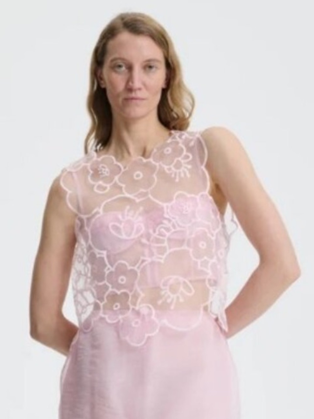 Cecilie Bahnsen Sheer Floral Pink Top